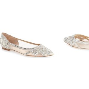 Badgly Mischka Gigi ivory crystal flats BHLDN